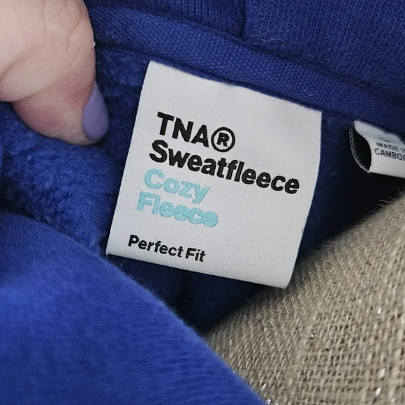 Aritzia TNA Royal Blue Sweatfleece Hoodie with Black Logo - Picture 5 of 6